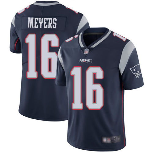 New England Patriots Football 16 Vapor Limited Navy Blue Men Jakobi Meyers Home NFL Jersey